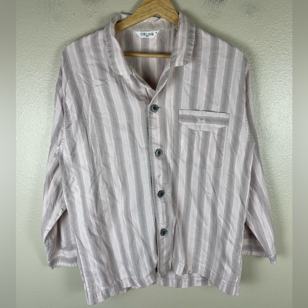 Celine Striped Button Up Shirt Vintage Women’s Medium